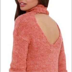 MinkPink Cutout Peach Turtle Neck Sweater